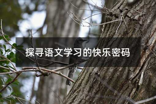 探寻语文学习的快乐密码