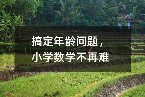 搞定年龄问题,小学数学不再难
